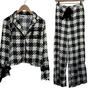 Beach Riot Pajama Set Black White Houndstooth‎ Size S